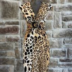 Cache vintage Animal Print  mini Dress with Belt